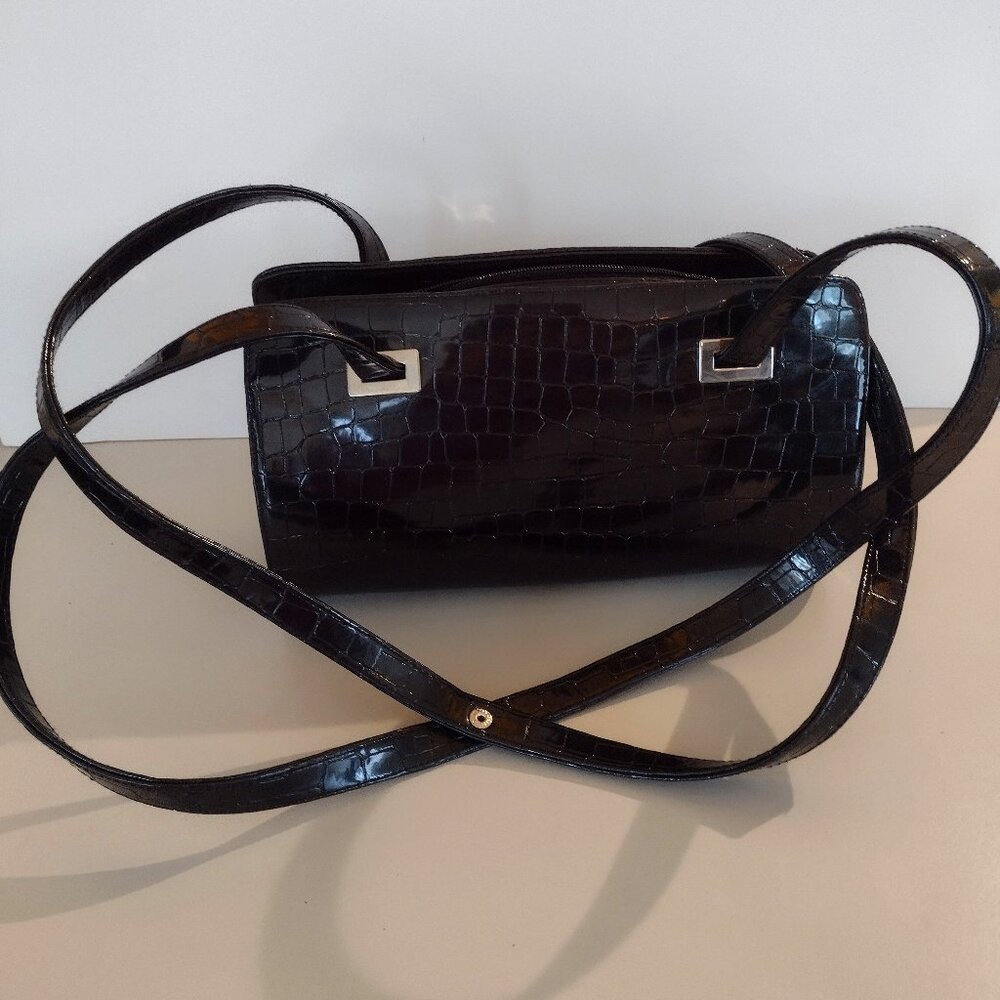 Vintage Black Patent Leather Shoulder Bag